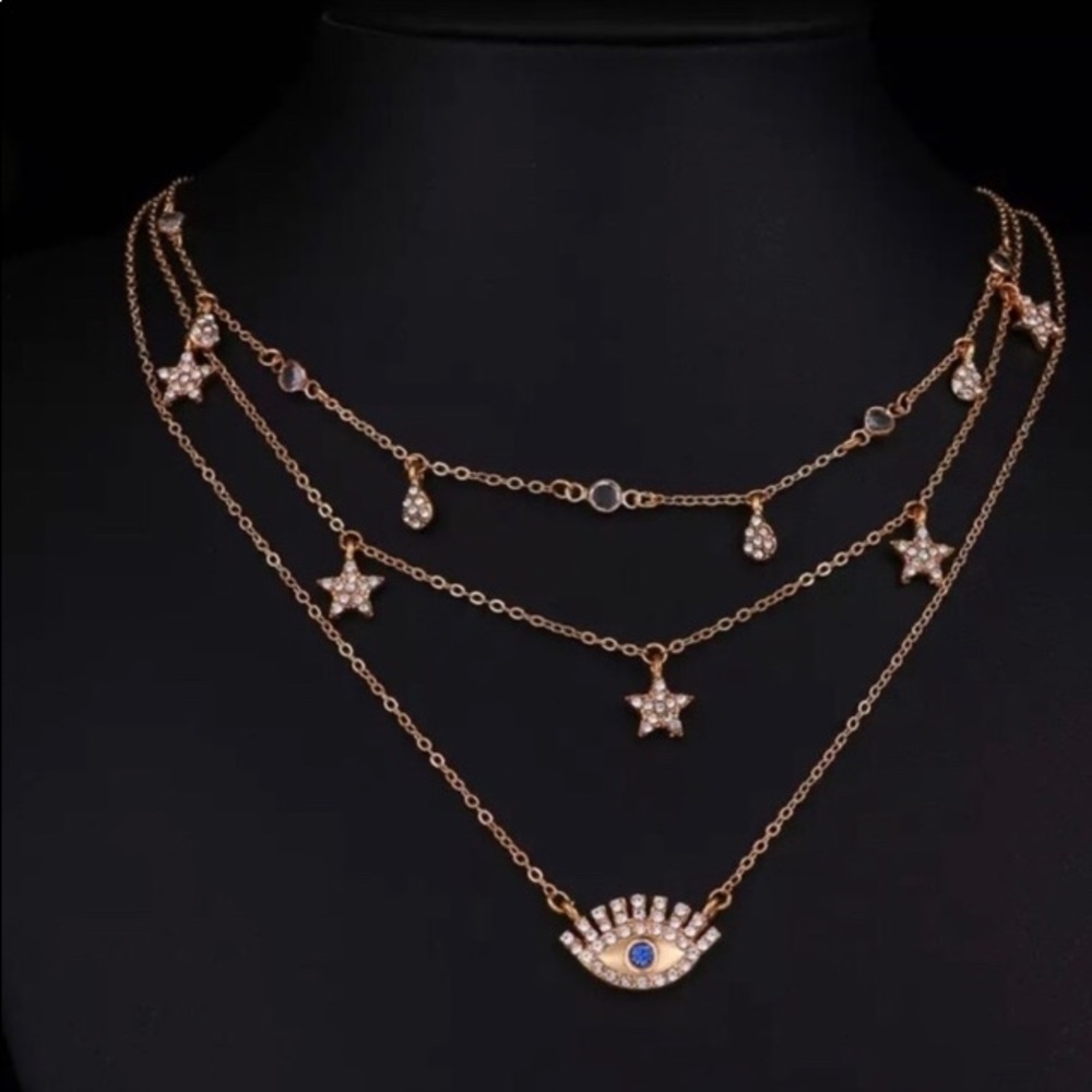 ⭐️3/$25 Three layer evil eye choker necklace
